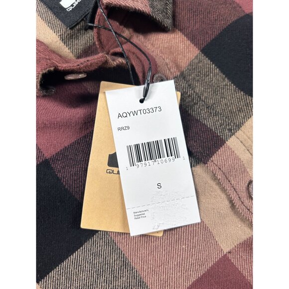 Quiksilver Plaid Flannel Button-Up Shirt Men's Small Long Sleeve NEW - Picture 8 of 8